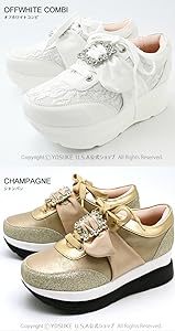 Amazon.co.jp: Yosuke Women's Thick Sole Sneakers, Crystal